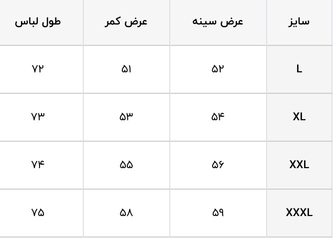 راهنمای سایز