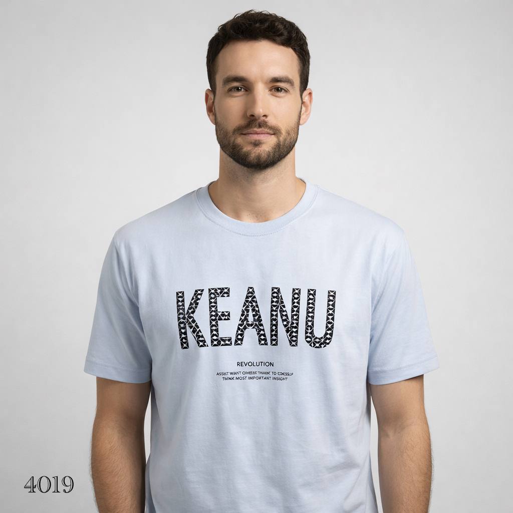 تیشرت مردانه طرح KEANU پنبه کریستال یقه گرد