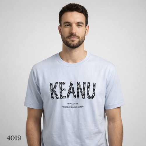 تیشرت مردانه طرح KEANU پنبه کریستال یقه گرد